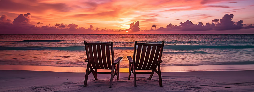 Sunrise illustration with golden and red light casting through rippled clouds at dawn